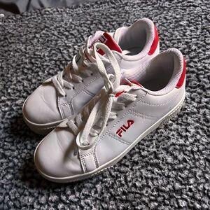 Fila white and red trainers